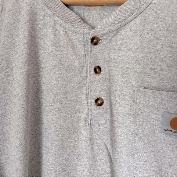 Carhartt Gray Short Sleeve Henley Pocket Heavy Cotton Tee Classic Comfort NEW - Picture 4 of 11